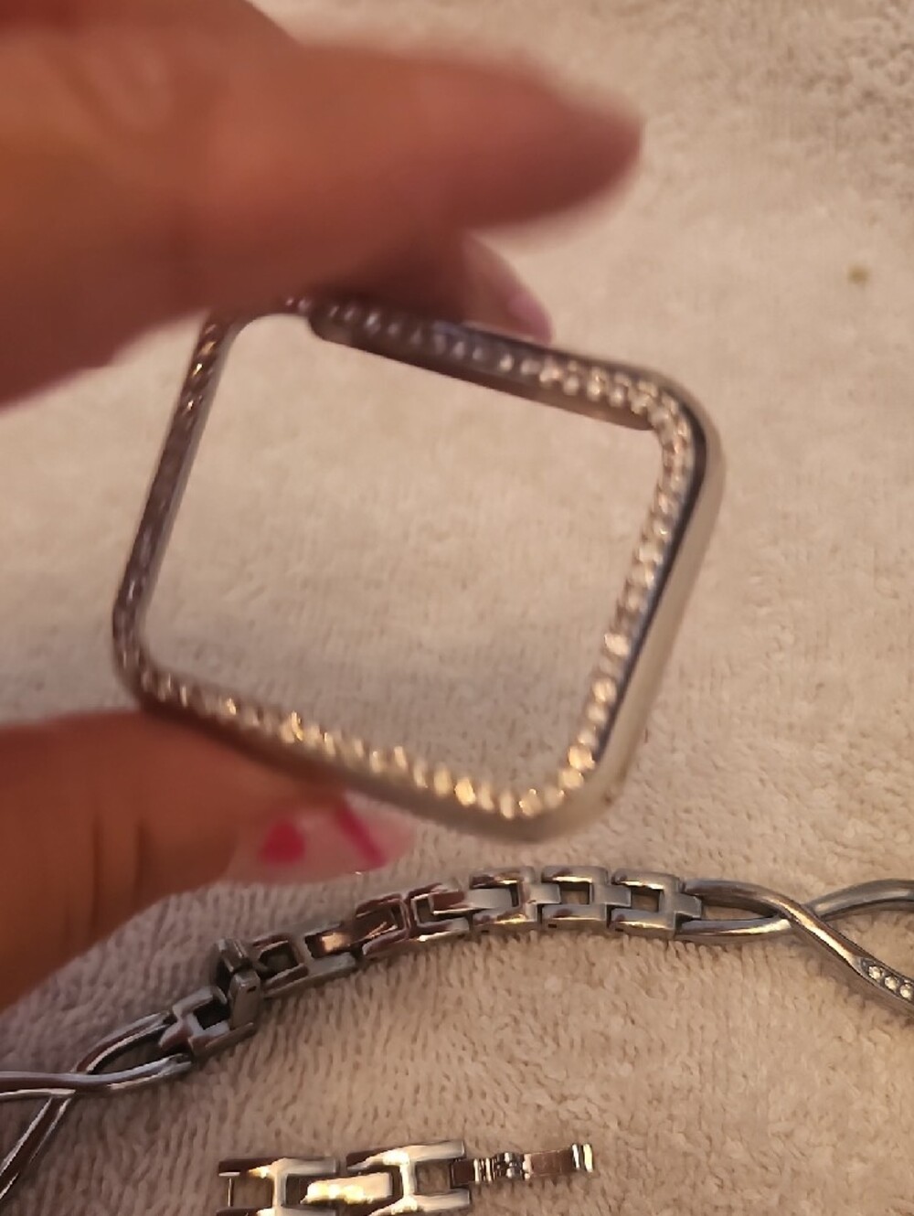 Silver Rhinestone Apple Watch Band Set - Picture 12 of 15
